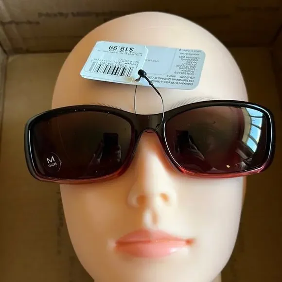 Solar Shield Fits Over Polarized Floral Ombré Sunglasses Maroon Red - Picture 1 of 10